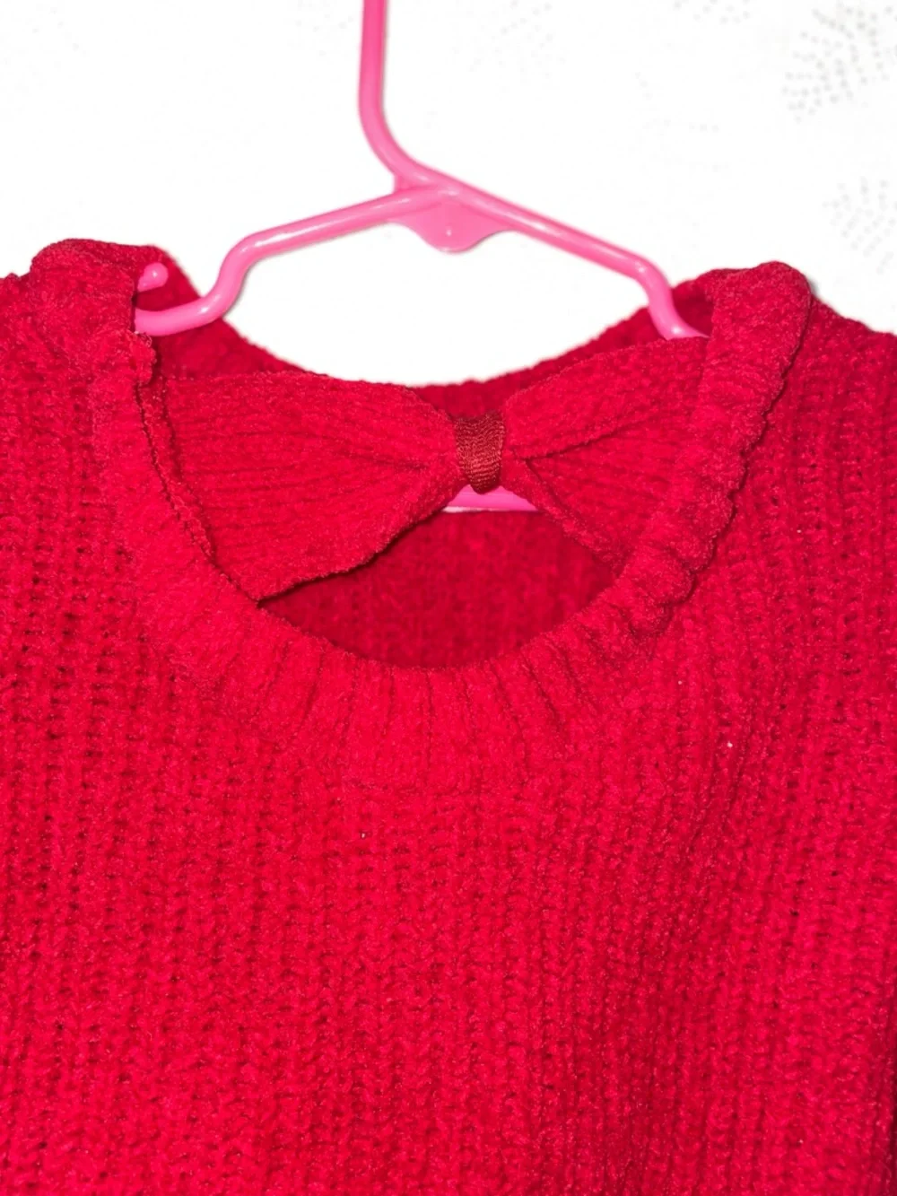 btween Red Knit Sweater with Red Plaid Flare Pants Kids Matching Set - Picture 6 of 7